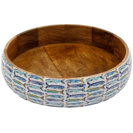 30cm Enamel Bowl with Sardine Design