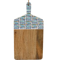 Add a splash of coastal charm to your kitchen with this 50cm Sardines Enamel Board