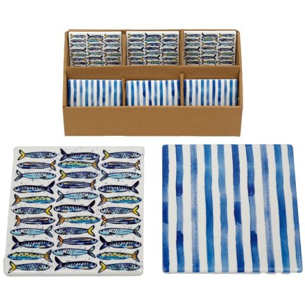 Sardines Print Coaster, 10cm 