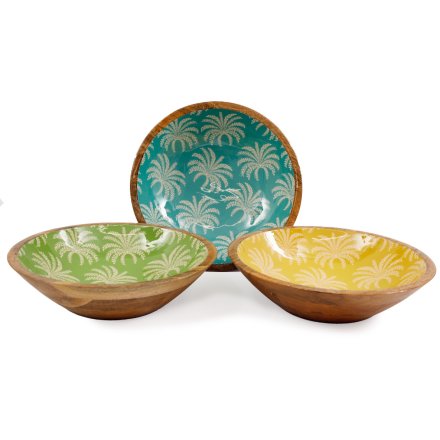 3/a Enamelled Palm Bowl, 30cm 