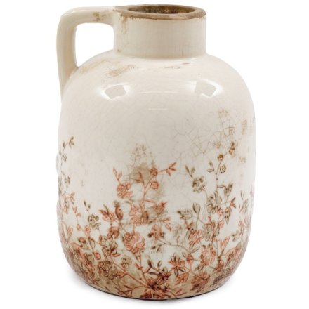 Floral Vase with Rustic Handle, 20.5cm 