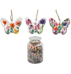 Charming 8cm enamel butterfly heart hangers with jar