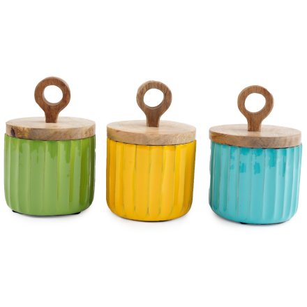 3/A Palm Ridged Jar W/lid, 15CM 