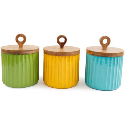 3/A Palm Ridged Jar W/lid, 20cm 