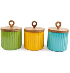 Stylish and practical Palm Ridged Jar with Lid adds elegance and secure storage to any space.