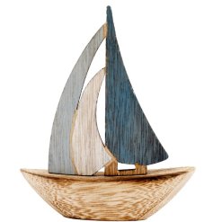 a small wooden boat design ornament