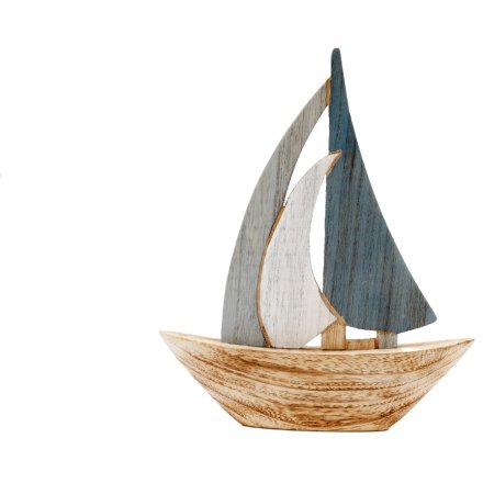 Wooden Sail Boat Decor, 24.5cm 