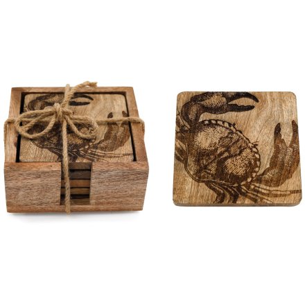 S/4 Engraved Crab Coaster, 10cm 