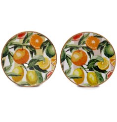 Brighten your table with this 35cm Citrus Enamelled Plate