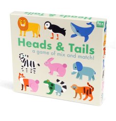 Have fun with Heads and Tails! A 24-piece animal memory and matching game full of colorful designs.