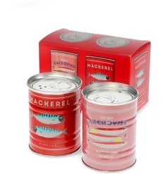 Bring coastal vibes to your table with these charming fish tin salt and pepper shakers.