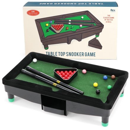 Have fun anywhere with the Mini Tabletop Snooker Set