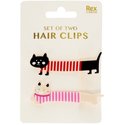 Add a touch of feline charm to your look with this adorable set of two cat-themed hair clips