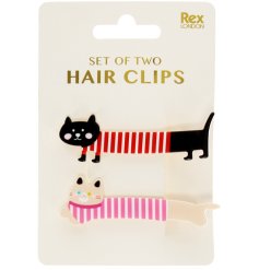 Add a touch of feline charm to your look with this adorable set of two cat-themed hair clips