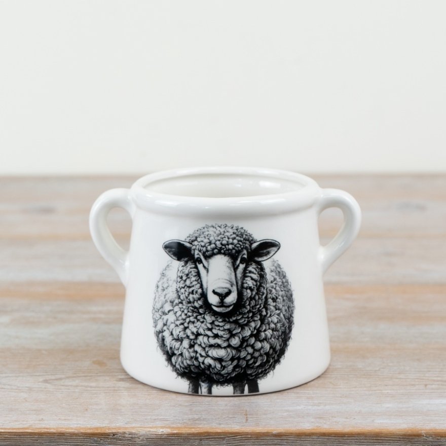 Glazed Sheep-Shaped Plant Pot, 15cm 