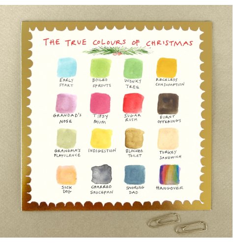 Brighten the holidays with the lively "True Colours Of Christmas" greeting card.