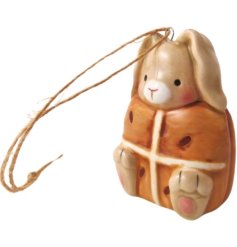 Bring playful charm to your Easter setup with the Sitting Hot Cross Bunny Decoration.