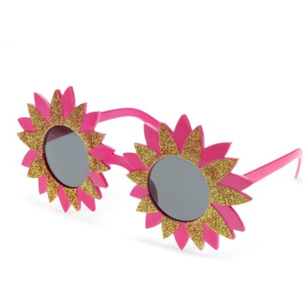 Novelty Sunglasses Pink and Gold Starburst