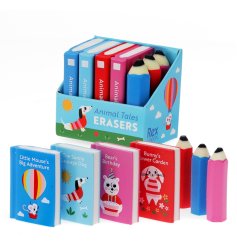 Add a splash of fun to your desk with the Animal Tales Erasers set