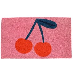 Welcome guests with charm and colour with this cherry doormat 