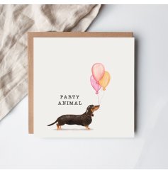 Celebrate in style with our Party Animal Greeting Card –