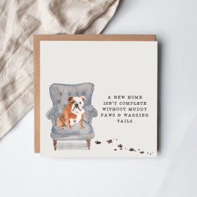 Charming new home card to celebrate a fresh start with warmth and style.