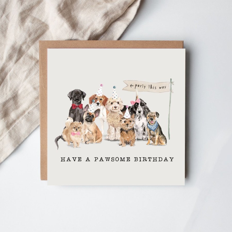 a charming dog themed birthday card 