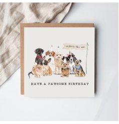 Celebrate in style with the "Party Have A Pawsome Birthday" card