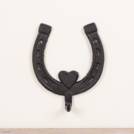 Cast Iron Horseshoe w Hook, 15.2cm 