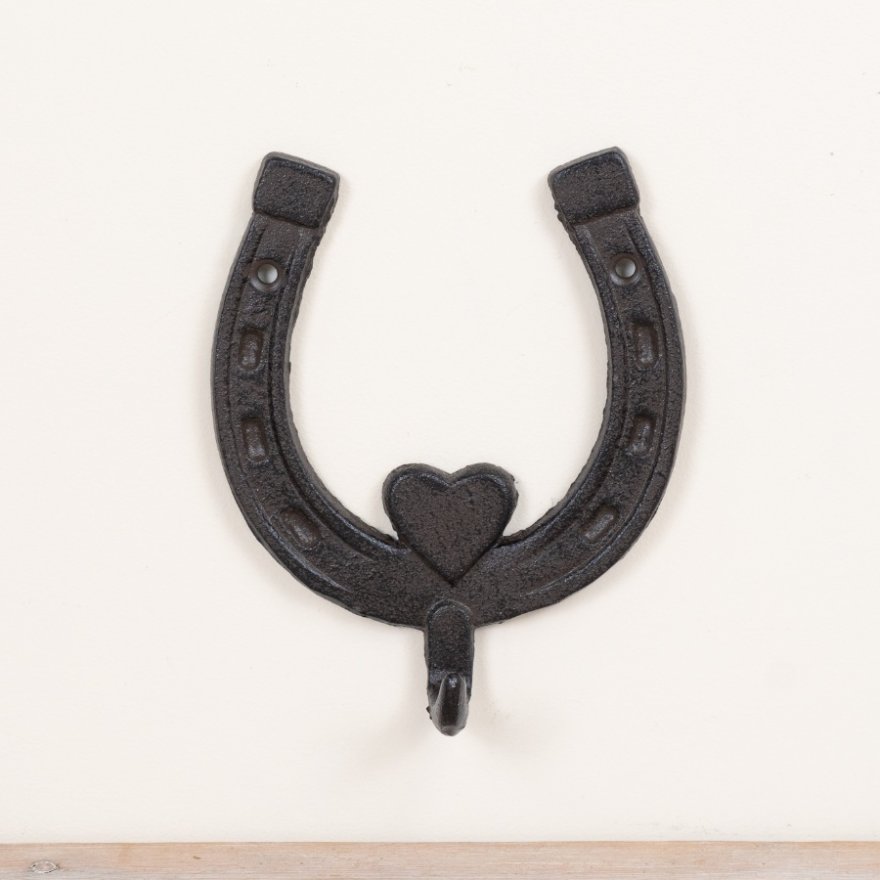 Horseshoe w Hook Cast Iron, 15.2cm 