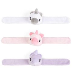 a colourful plush unicorn deign snap band