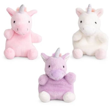 An assortment of 3 pastel unicorns each with a glitzy silver horn.