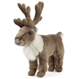 a standing plush soft cuddly reindeer toy 