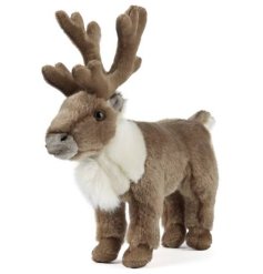 a standing plush soft cuddly reindeer toy 