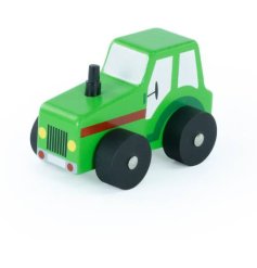 This charming blue and green wooden tractor toy is perfect for any little one 