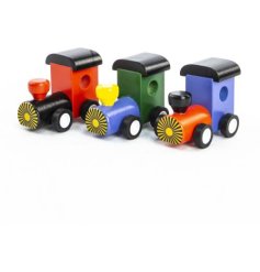 a wooden train toy 