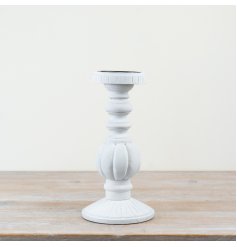 Charming candle holder crafted from durable wood and iron