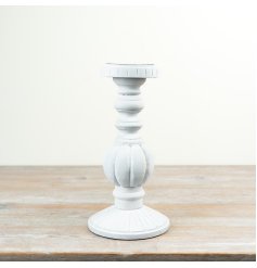 Charming candle holder crafted from durable wood and iron