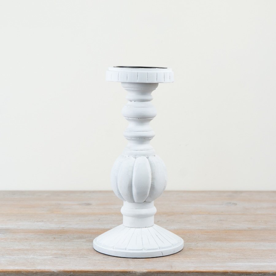 Chic wood and iron candle holder with a modern design.
