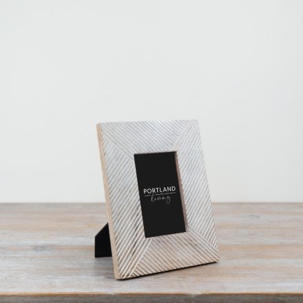 Striped White Washed Picture Frame, 25.5cm 