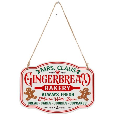 Hanging Gingerbread Bakery Sign, 15.5cm 