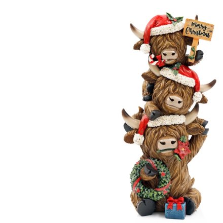 32.5cm Highland Cow Stacked Decorative Figure