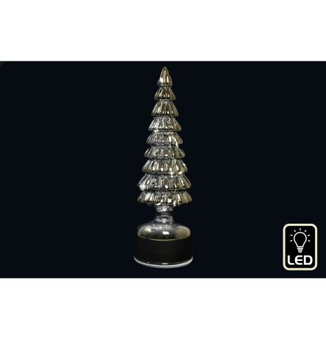 Brighten your holidays with this stylish 30cm grey LED spinning tree.