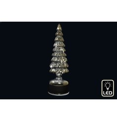 Brighten holidays with this stylish 30cm grey LED spinning Christmas tree.