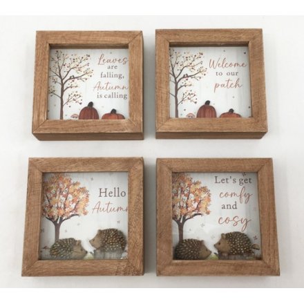 12cm Autumn Framed Wall Plaque, 4/a 