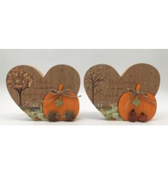 Lovely 22x16cm double heart ornament featuring a delicate pumpkin detail.