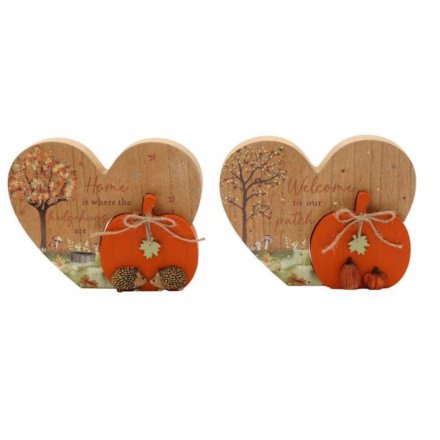 Rustic Double Heart w Pumpkin Deco, 22cm 