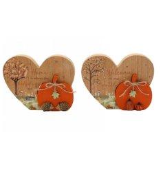 Lovely 22x16cm double heart ornament featuring a delicate pumpkin detail.
