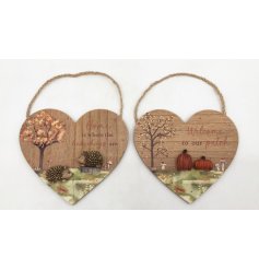 Add cozy autumn charm to your home with this 16cm Autumn Heart Plaque
