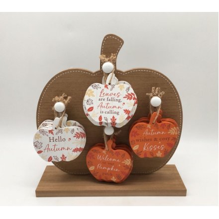 9cm Wooden Pumpkin Hanging Decoration